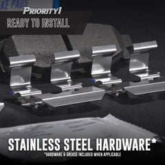 Installation hardware included with Bendix Priority1 kit for precise, quiet fit.