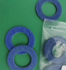 Blue aluminum Benedetto gasket detail emphasizes color code and durability for sealing.