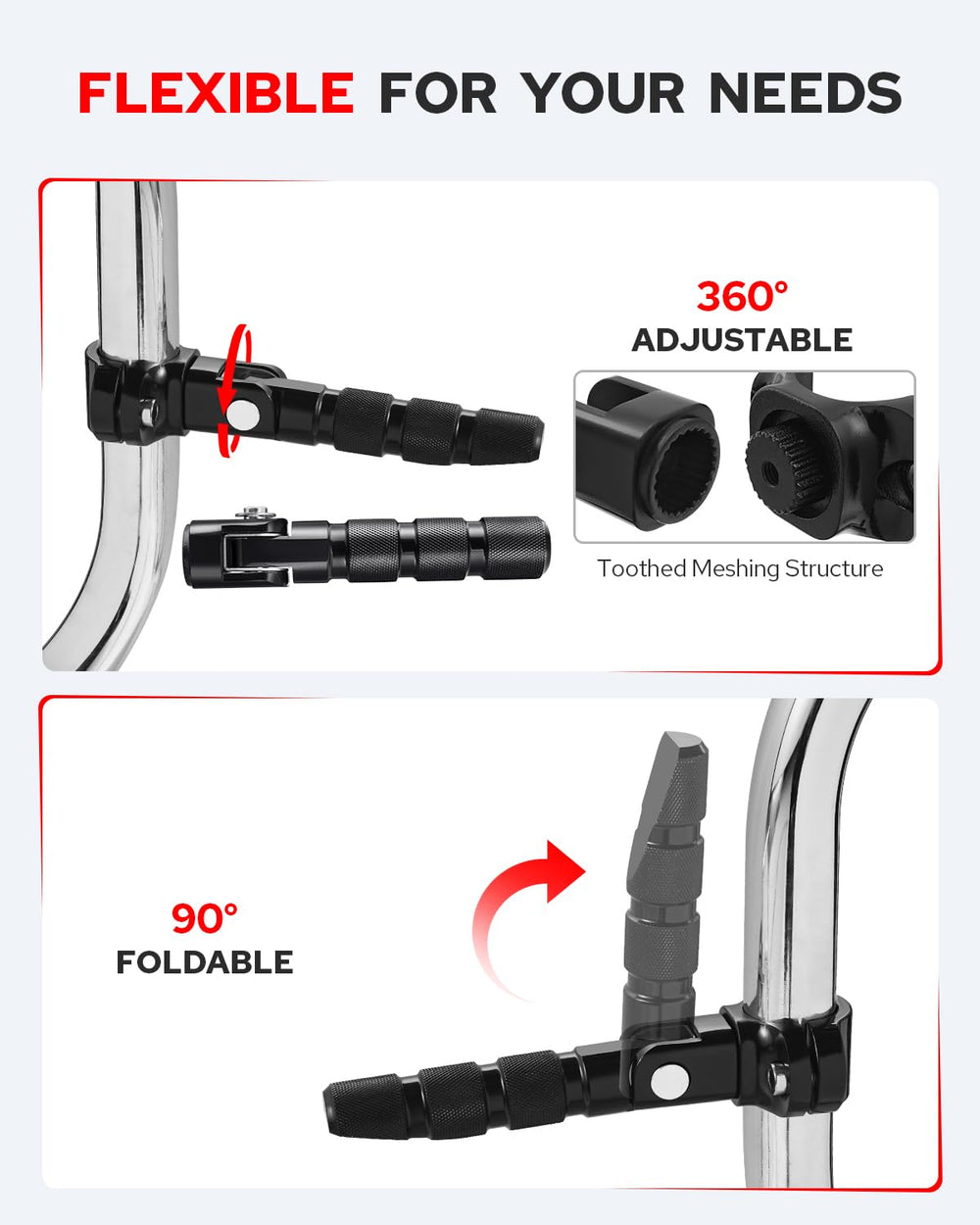 Benlari CNC highway pegs folded to 90 degrees for easy storage.