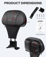 Benlari backrest mounted on Harley for secure fit