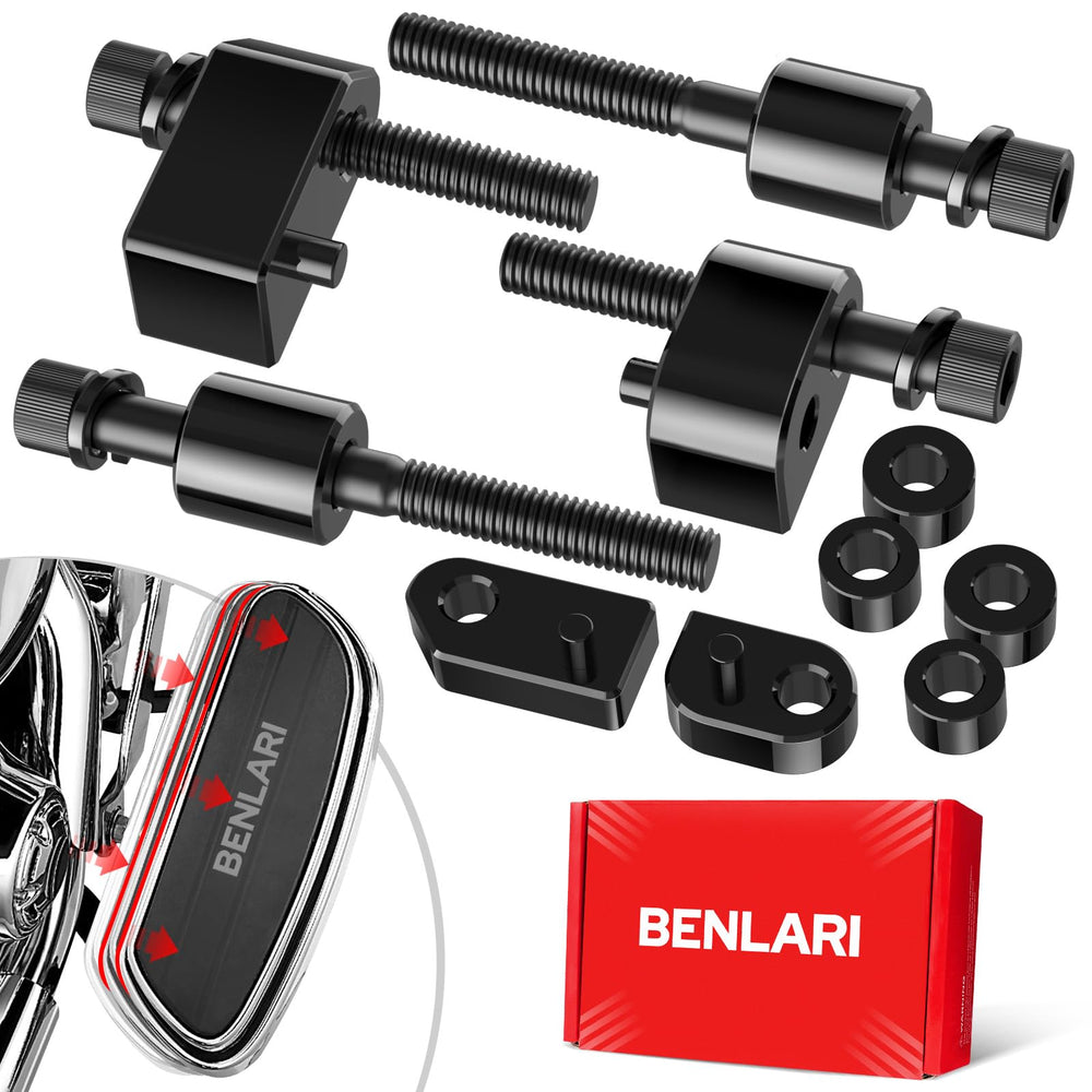 Benlari driver floorboard extensions provide extra space for comfortable Harley rides