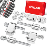 Benlari driver floorboard extensions with 1inch outward spacer for Harley Touring, adding room for feet.