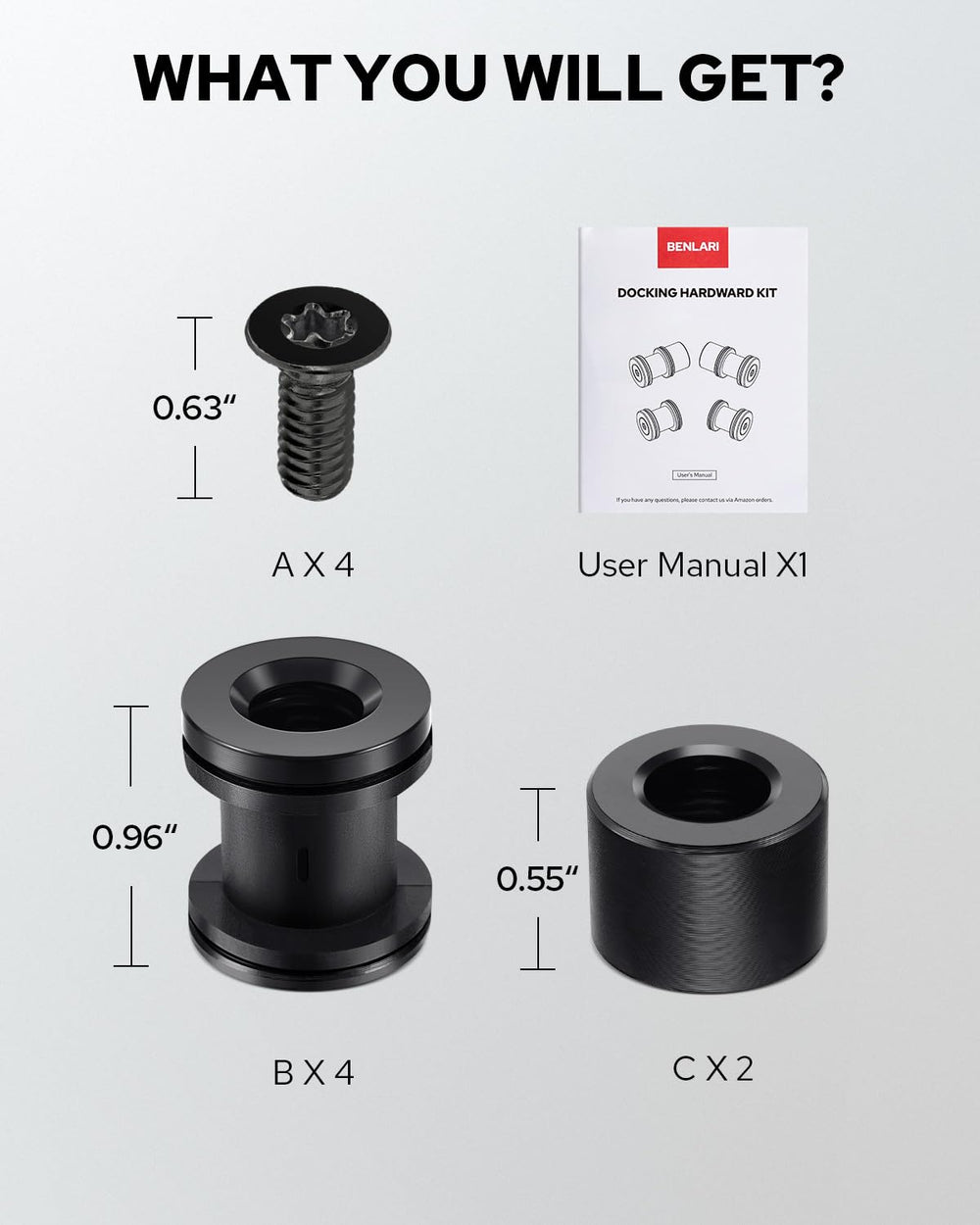 Benlari easy-install kit includes all necessary hardware for quick setup.