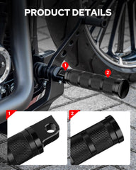 Benlari foot pegs feature sturdy aluminum and rubber rings for durability
