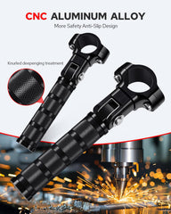 Benlari highway footpegs fold up to 90 degrees for easy storage