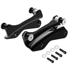 Benlari gloss black 4-point docking kit on Harley for two-up rack mounting