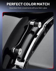 Benlari gloss black docking points for two-up rack on Harley