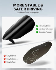 Gloss black finish blends with motorcycles while resisting rust and deformation.