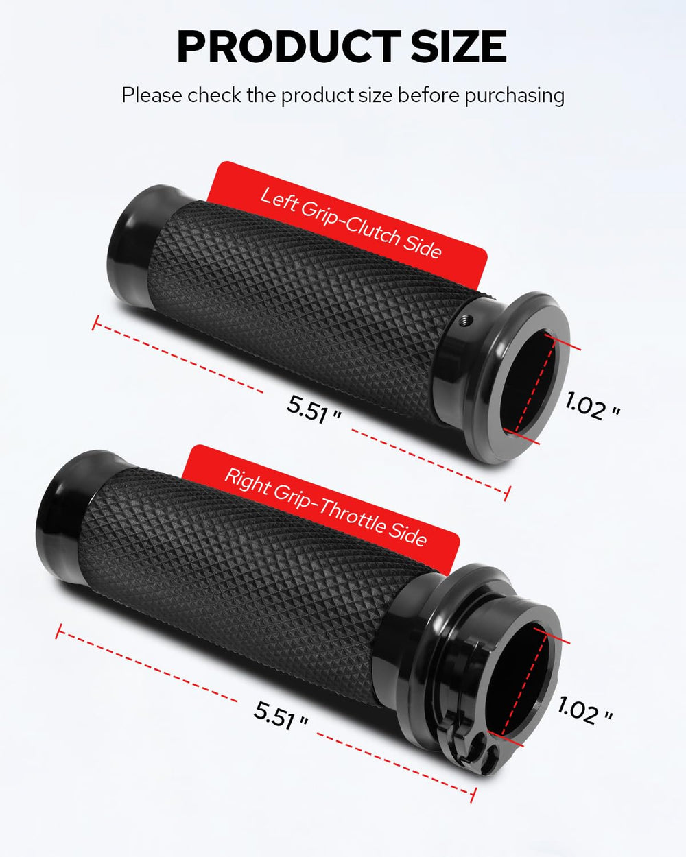 Benlari black finish grip on Harley Touring offers sleek, personalized styling.
