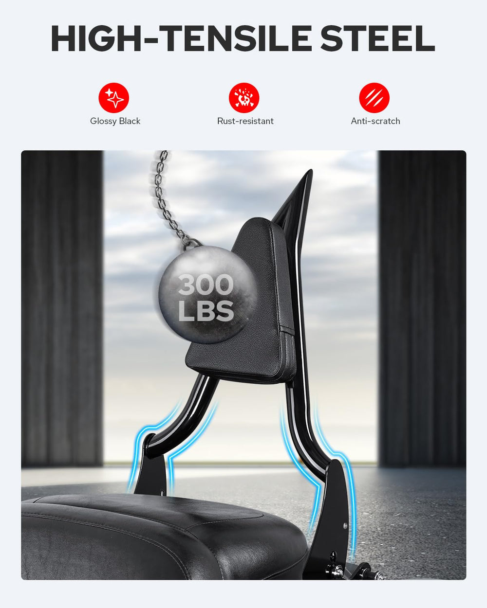Benlari integrated-design sissy bar highlights seamless mounting and sturdiness