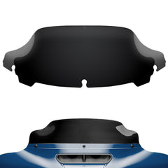 Benlari windshield 7-Inch Wave, front view, improves wind protection for highway rides.