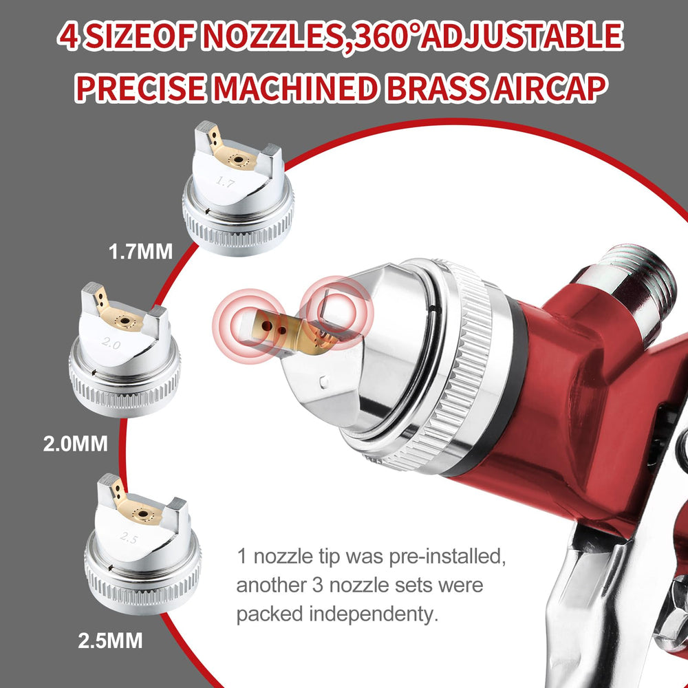 BENTOHKLE HVLP spray gun with 1000cc aluminum cup for extended sessions.
