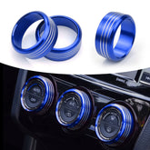 Bentolin blue aluminum knob covers for Subaru add protective style to the dash