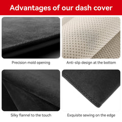 Non-slip silicone backing on the Bercicci dash cover keeps it secure.