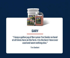 Berryman Tire Seal-R gallon bottle in workshop setup.