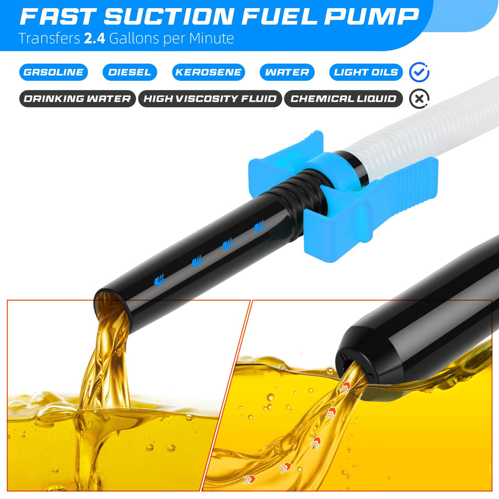 BestCosy blue siphon pump shown with compact design for quick liquid transfer