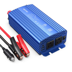Bestek 500W pure sine inverter front view powering essential devices on the go.