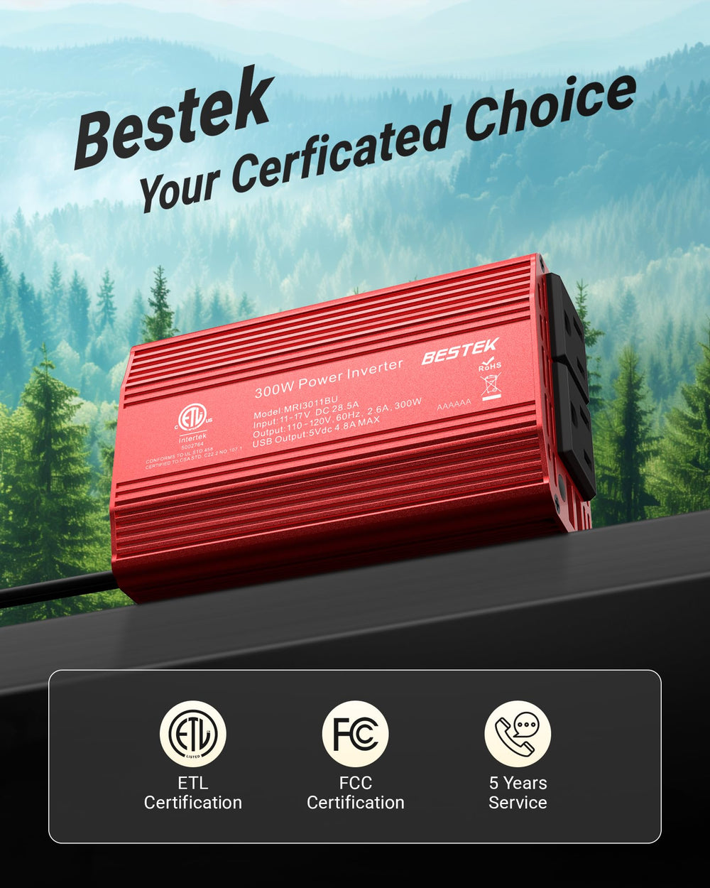 Bestek inverter backed by a 5-year warranty and support.