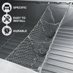 BestEvMod three-pocket net organizing groceries in Cybertruck bed