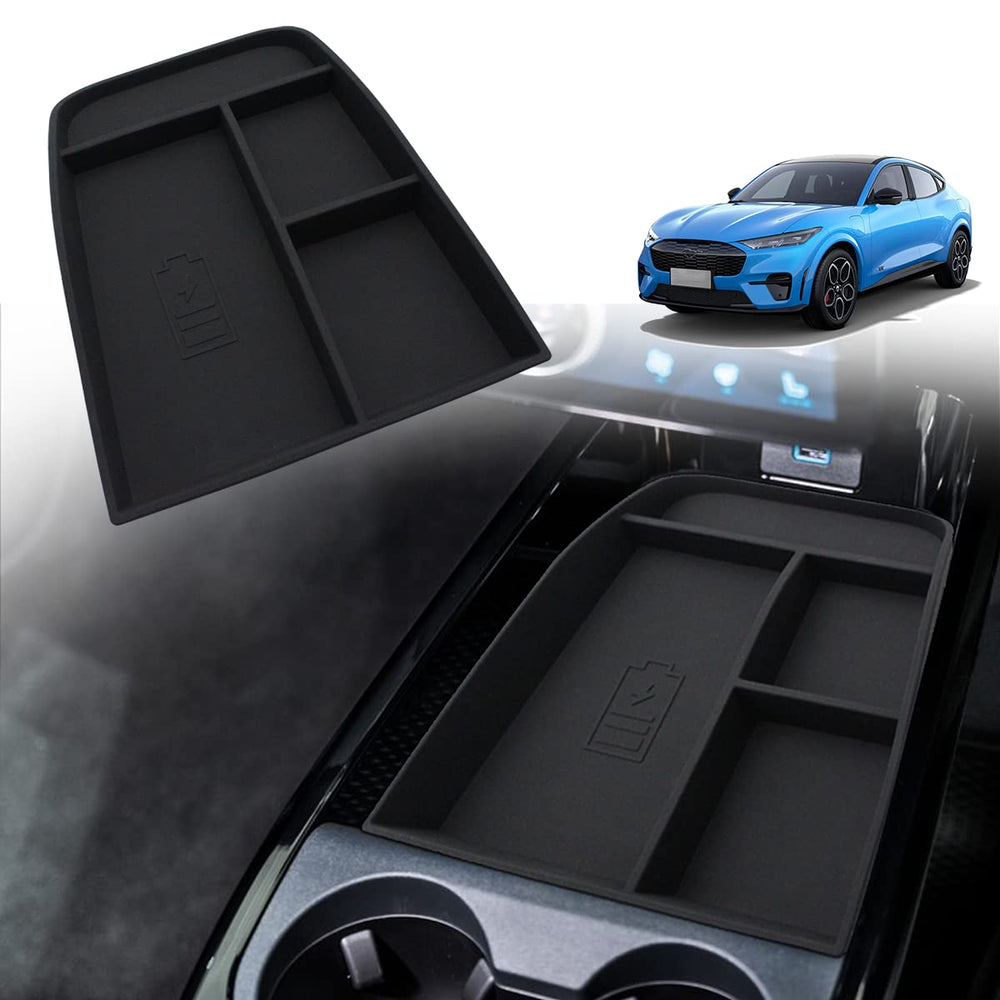 BestEvMod Mustang Mach-E center console organizer keeps essentials within easy reach.