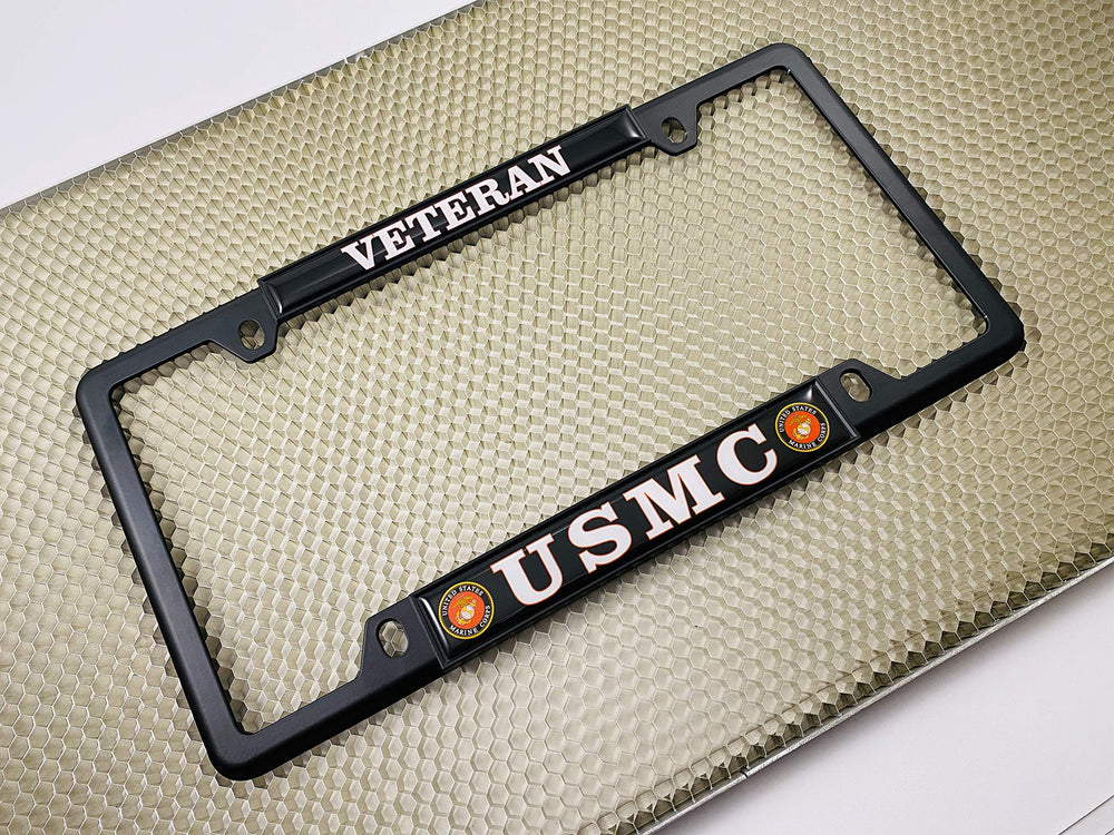 BestLicensePlateFrames USMC 4-hole mounting aligns with standard US plates