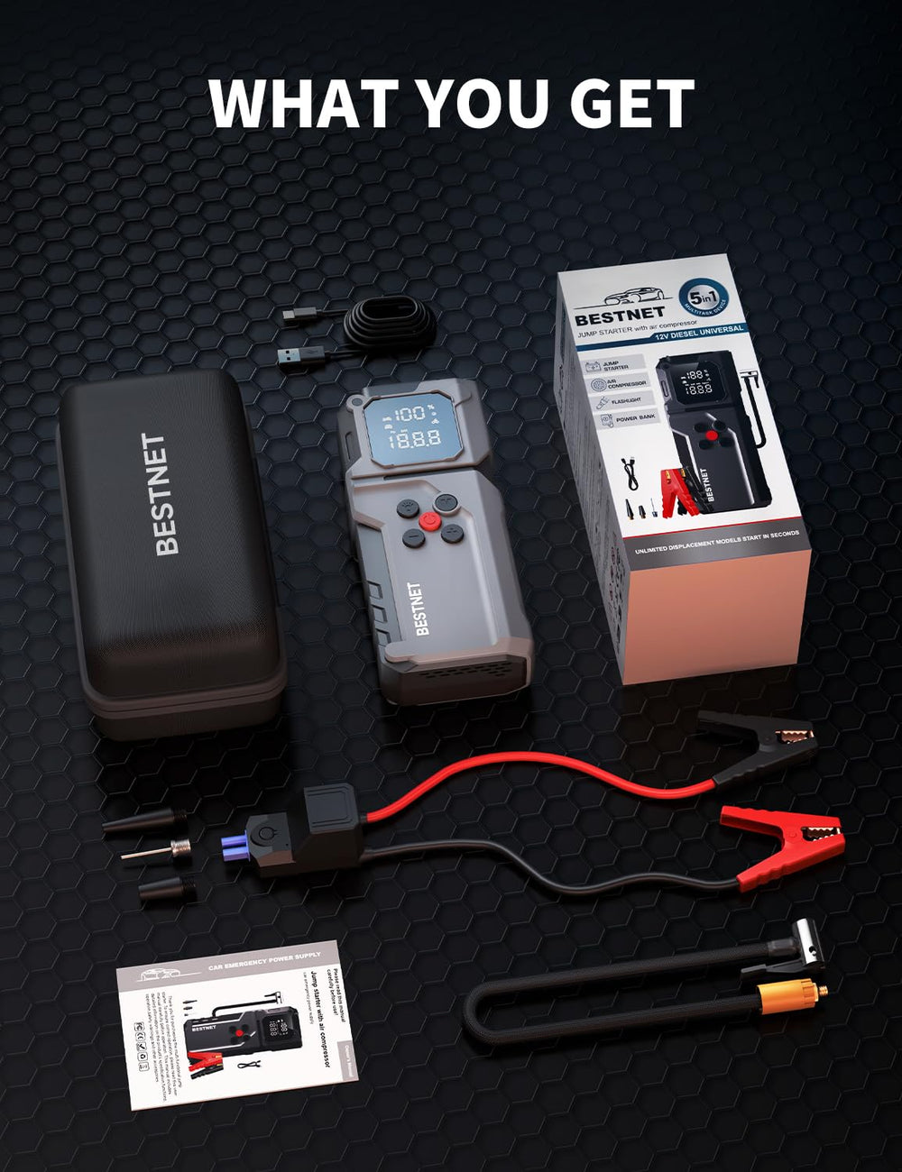 BESTNET Q27 all-in-one car accessory for road trips and emergencies