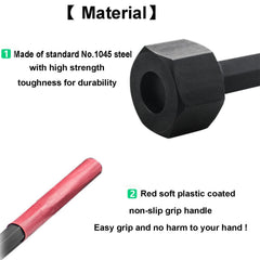 Bestong wrench designed to fit inside the axle tube for safe access.