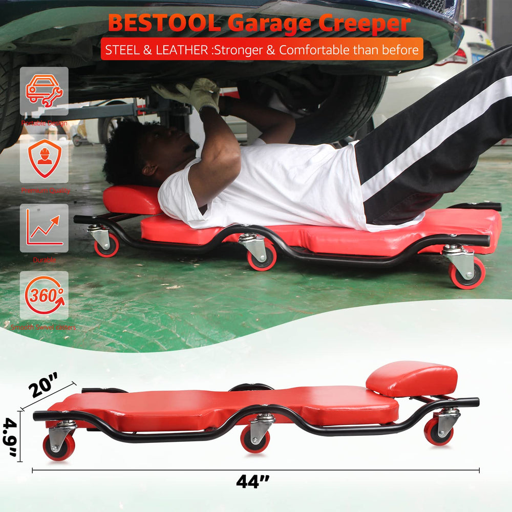 BESTOOL creeper showcases a heavy-duty metal frame for lasting durability.