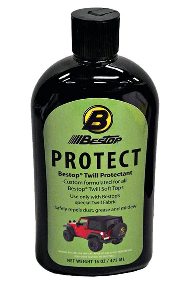 Bestop Black Twill Protectant bottle protects acrylic twill fabric and resists dirt