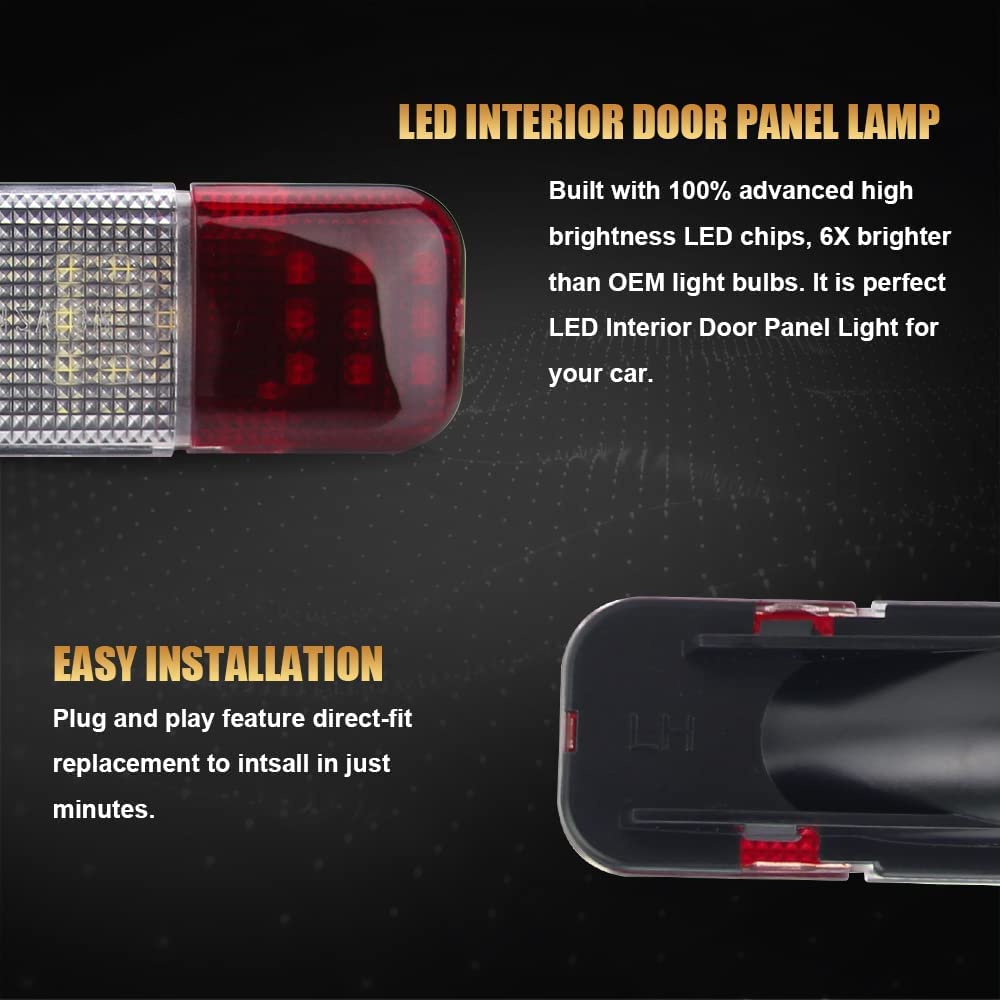 Bestview LED door panel light flood pattern evenly lights the vehicle side.