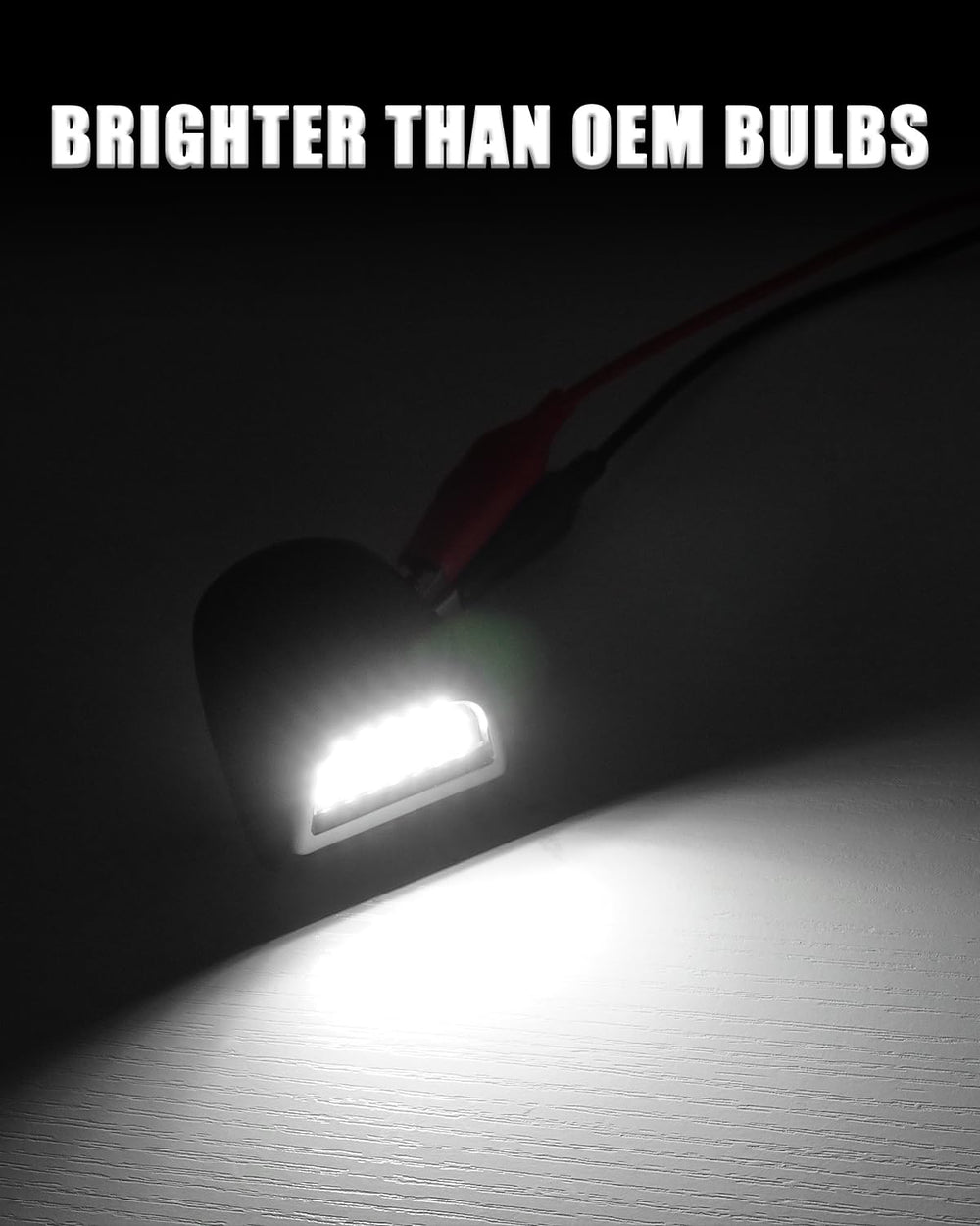Bestview LED license plate light close-up highlights 18 SMD LEDs and brightness