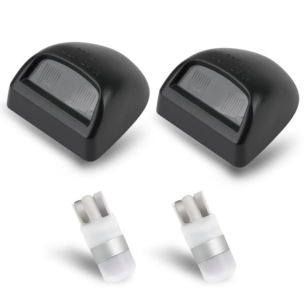 Bestview license light with black housing and 6000K LED bulbs for clearer nighttime visibility.