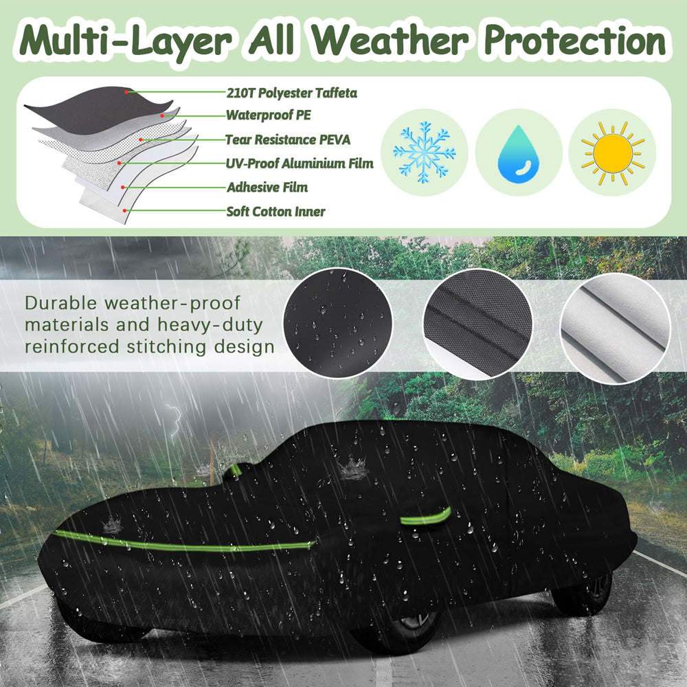Beterny C3 car cover features heat-resistant inner cotton lining to protect paint.