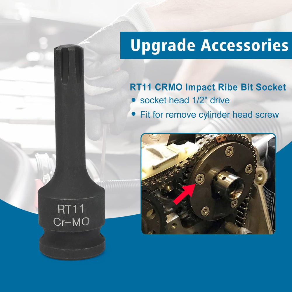BETOOLL camshaft holding tool with tension tool for synchronized timing sequence.