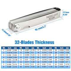 BETOOLL feeler gauge with metric sizes laser etched for precise clearances.