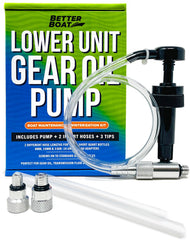 Better Boat lower-unit gear oil pump with hose connection for spill-free transfers.