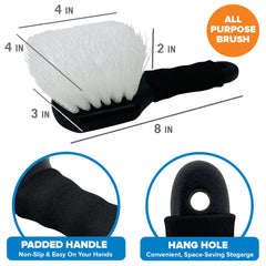 Better Boat tire and wheel cleaning brush reaches tight rims for thorough cleaning.