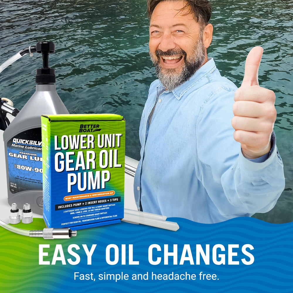 Better Boat transmission fluid transfer pump ready for outdrive service and winterizing tasks.