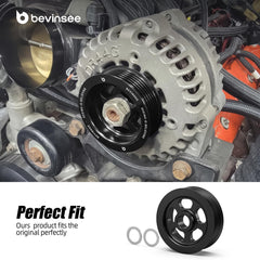Bevinsee billet aluminum pulley with anodized black finish for durability