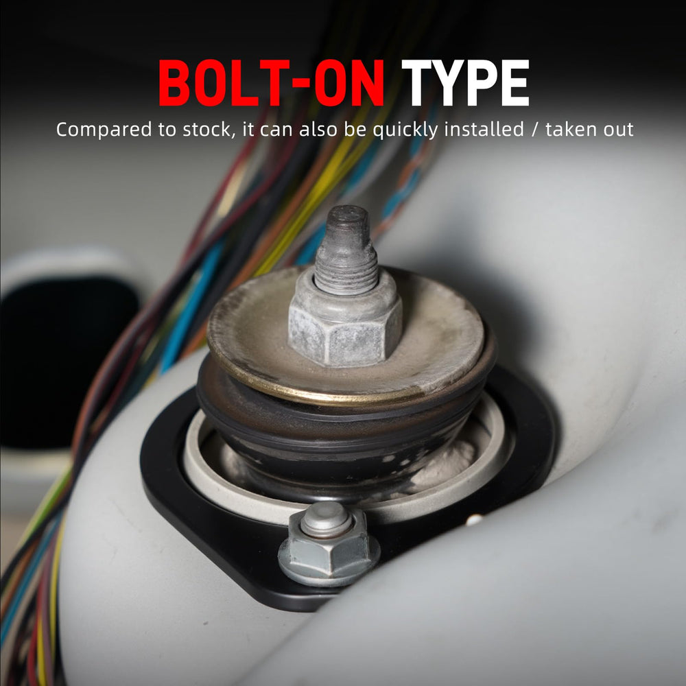 Bevinsee rear strut mount for Z3 adds strength for confident handling.