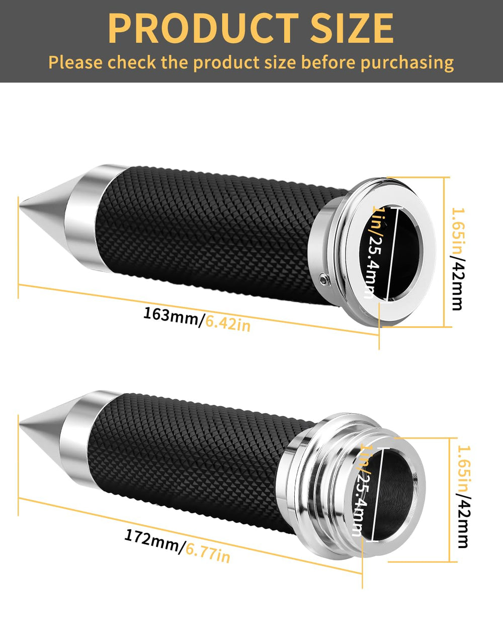 Beyisi chrome-finish grips close-up, durable aluminum and rubber blend.