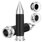Beyisi electronic throttle grips on Harley, front view, rugged chrome and firm grip.