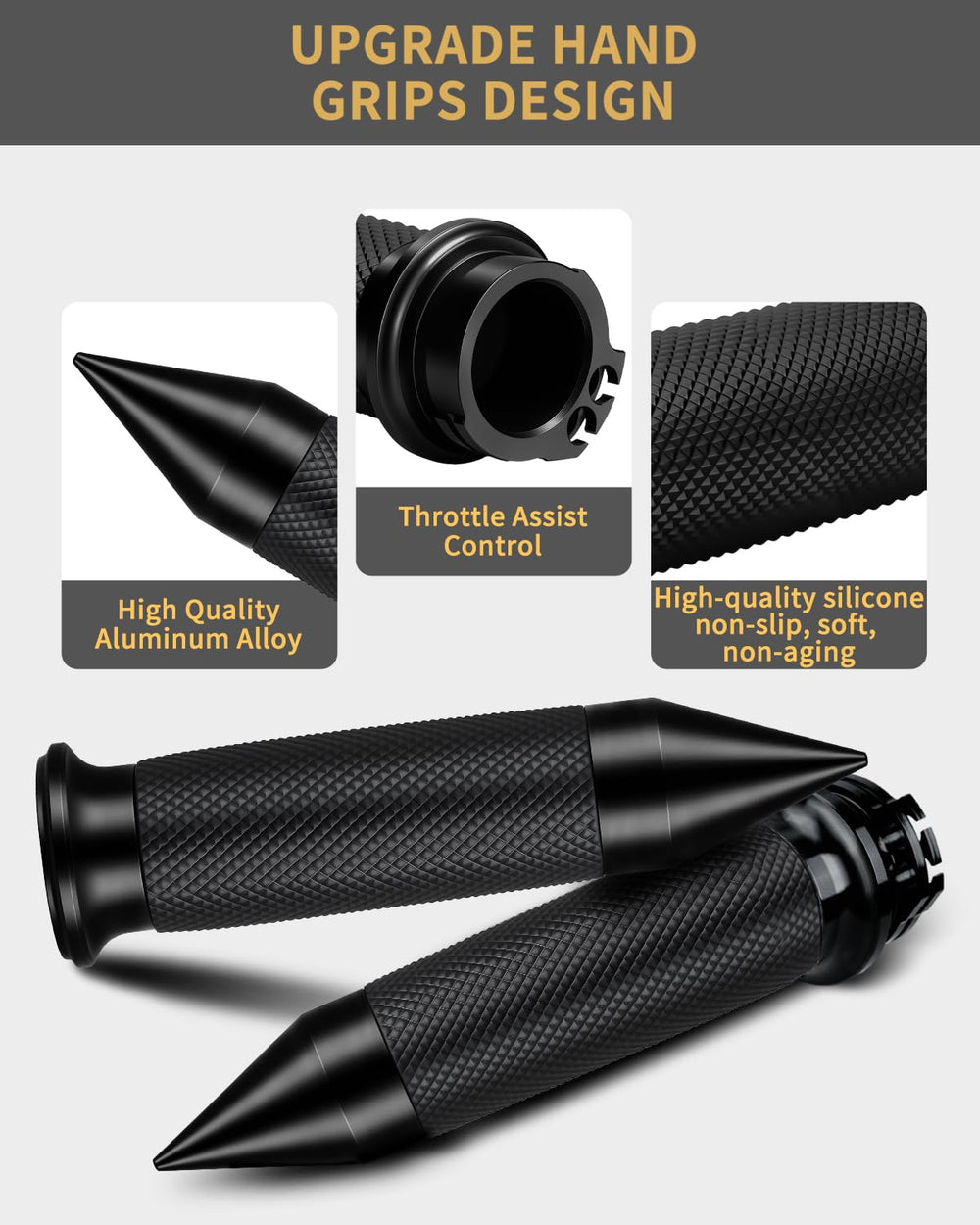 Beyisi Harley grips right-side throttle assist in action for easier throttle control