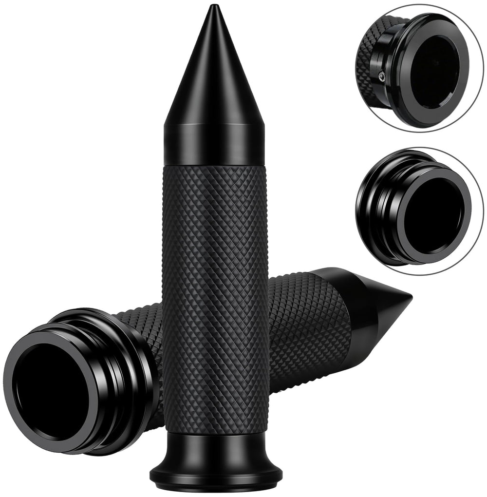 Beyisi motorcycle grips left spike closeup showing anti-slip texture for secure handling.