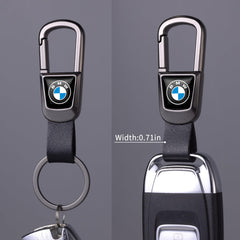 BFIVEANTE leather braided rope keychain being installed on a BMW key.