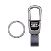 BFIVEANTE leather keychain for Audi close-up of zinc alloy metal part highlighting durability