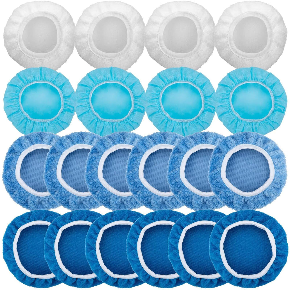 BFXM 20pcs buffer set with navy blue terry cloth pads for initial deep clean.