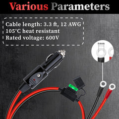 BFXM 3.3 ft cigarette lighter adapter ideal for inverter setups