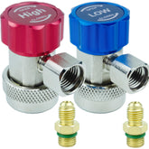 BFXM R134a quick coupler set 2 front view for reliable AC service connections