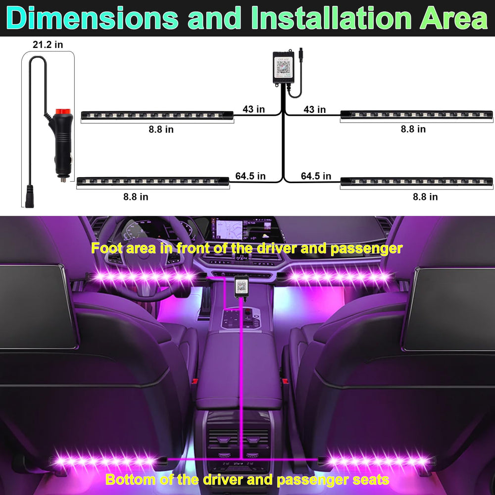 BFXM RGB car interior strip offers color-changing ambient lighting.